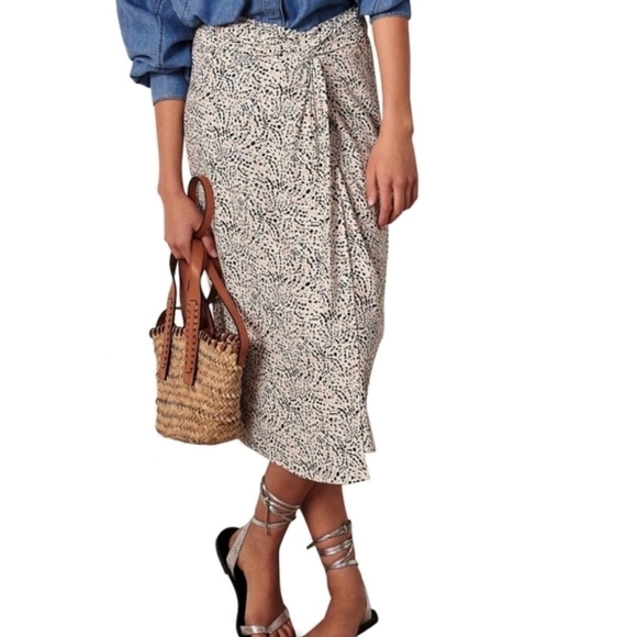 ba&sh abstract print slopa printed faux wrap midi skirt - Picture 2 of 11